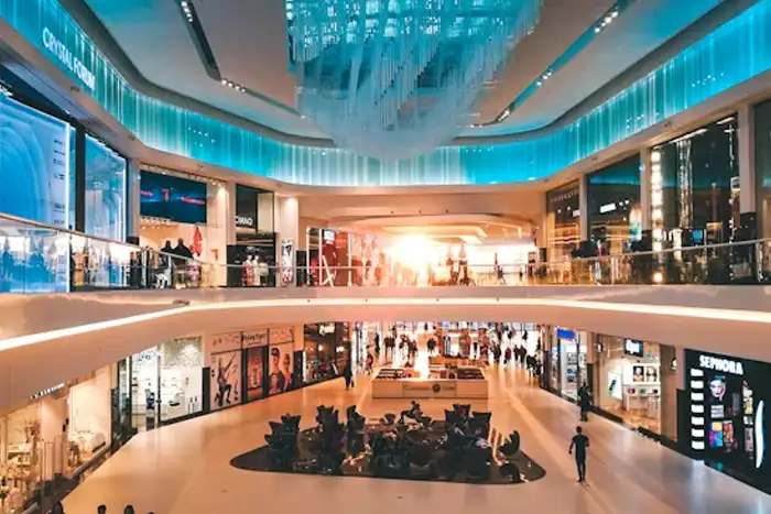 Modern shopping mall corridor
